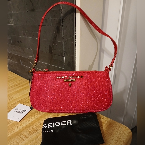 Kurt Geiger Handbags - Kurt Geiger Red Glitter Clutch